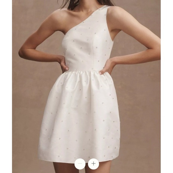 Sachin & Babi Dresses & Skirts - Sachin & Babi Dress One Shoulder Womens 10 White Rhinestone Cocktail Party Mini